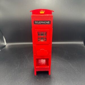 Wooden British Red Phone Booth Figurine